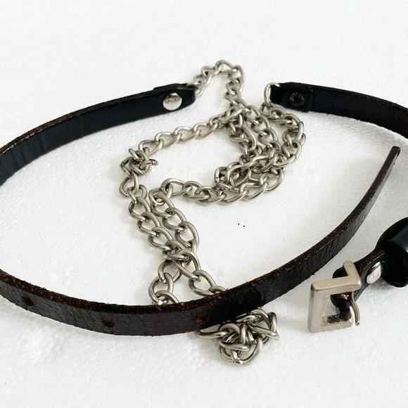 VINTAGE LEATHER AND CHAIN BELT - Picture 5 of 6